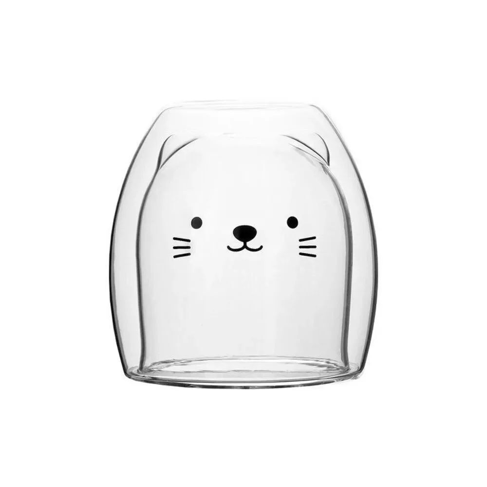 Goodglass NWOT Clear Cat Double-Wall Borosilicate Insulated Glass Coffee Mug